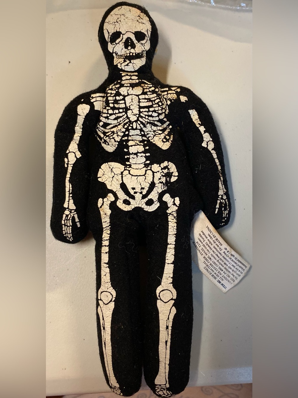 Vintage 1997 Black/White Skeleton Beanie Bopper Doll by 24 K Company.